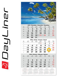 Speditőr naptár 1 tömb, 3 hónap SP-1 330 × 670 mm, fehér lapokkal Vízpart Dayliner 2026. Speditőr falinaptár Dayliner