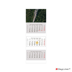 Speditőr naptár 3 tömb, 3 hónap SP-3 330 × 880 mm, fehér lapokkal Erdő Dayliner 2027. Speditőr falinaptár Dayliner