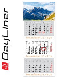 Speditőr naptár 3 tömb, 3 hónap Maxi Classic 350 × 820 mm, fehér lapokkal Hegy Dayliner 2026. Speditőr falinaptár Dayliner