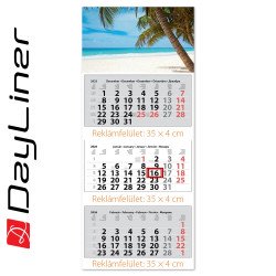 Speditőr naptár 3 tömb, 3 hónap Maxi Classic 350 × 820 mm, fehér lapokkal Tengerpart Dayliner 2026. Speditőr falinaptár Dayliner