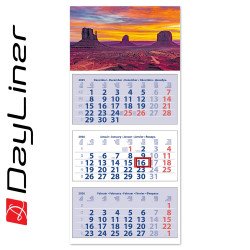 Speditőr naptár 3 tömb, 3 hónap Maxi Club 350 × 820 mm, fehér lapokkal Hangulat Dayliner 2026. Speditőr falinaptár Dayliner