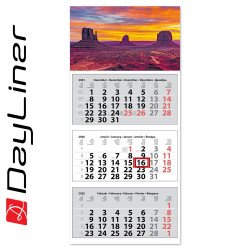 Speditőr naptár 3 tömb, 3 hónap Medium Classic 350 × 755 mm, fehér lapokkal Hangulat Dayliner 2026. Speditőr falinaptár Dayliner