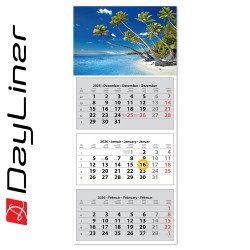 Speditőr naptár 3 tömb, 3 hónap SP-30 330 × 760 mm, fehér lapokkal Vízpart Dayliner 2026. Speditőr falinaptár Dayliner