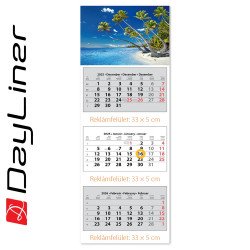 Speditőr naptár 3 tömb, 3 hónap SP-3 330 × 880 mm, fehér lapokkal Vízpart Dayliner 2026. Speditőr falinaptár Dayliner