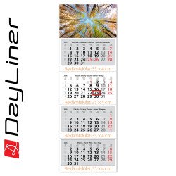 Speditőr naptár 4 tömb, 4 hónap Szuper Maxi 350 × 1025 mm, fehér lapokkal Erdő Dayliner 2026. Speditőr falinaptár Dayliner