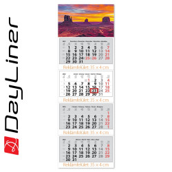 Speditőr naptár 4 tömb, 4 hónap Szuper Maxi 350 × 1025 mm, fehér lapokkal Hangulat Dayliner 2026. Speditőr falinaptár Dayliner