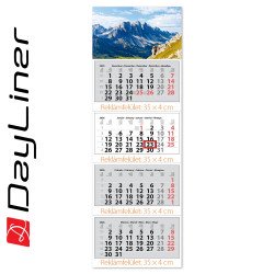 Speditőr naptár 4 tömb, 4 hónap Szuper Maxi 350 × 1025 mm, fehér lapokkal Hegy Dayliner 2026. Speditőr falinaptár Dayliner