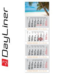 Speditőr naptár 4 tömb, 4 hónap Szuper Maxi 350 × 1025 mm, fehér lapokkal Tengerpart Dayliner 2026. Speditőr falinaptár Dayliner