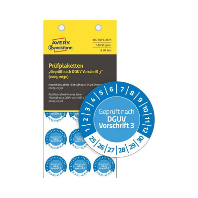 Etikett címke o20mm időjárásálló öntapadó plakett 2025-2030 15 címke/lap 8 ív/csomag Avery kék Etikett címke o20mm időjárásálló öntapadó plakett 2025-2030 15 címke/lap 8 ív/csomag Avery kék