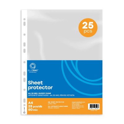 Genotherm lefűzhető, A4, 50 micron fényes víztiszta Bluering® 25 db/csomag, 4 csomag/karton kínáló