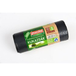 Szemeteszsák újrahasznosított 135 liter 70 x 110 cm 30 mikron 10 db/tekercs Mazzini_fekete Szemeteszsák Mazzini