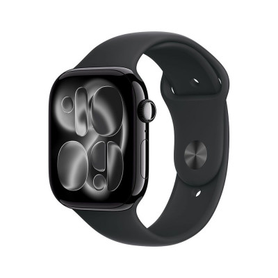 Okosóra Apple Watch S11 GPS 42mm Jet Black Aluminium Case with Black Sport Band - M/L