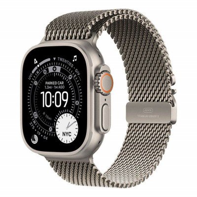 Okosóra Apple Watch Ultra 3 Cellular 49mm Natural Titanium Case with Natural Titanium Milanese Loop - Medium