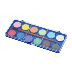 Vízfesték készlet, 12db-os, 22 mm festékgombokkal, szintetikus ecsettel Vízfesték Egyéb