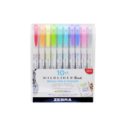 Ecsettoll készlet kétvégű Zebra Mildliner Brush&Marker Zebra 10 különböző szín Permanent marker Zebra