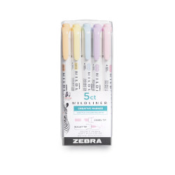Szövegkiemelő készlet, 1,4/4 mm, kétvégű, Zebra Mildliner Highlighter Gentle, 5 különböző szín Szövegkiemelő Zebra