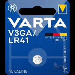Gombelem V3GA/LR41 1 db/csomag, Varta Elem, akkumulátor, töltő Varta
