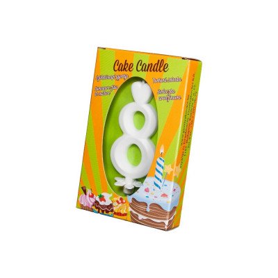 Számgyertya csomagolt 8 fehér