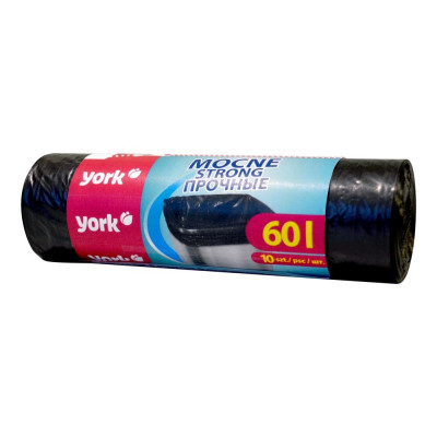Szemeteszsák 60 liter 60 x 70 cm 25 mikron 10 db/tekercs York_090520 fekete