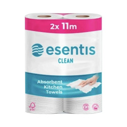 Háztartási papírtörlő kéztörlő 2 rétegű 100% cellulóz 2 tekercs/csomag Esentis clean fehér Papírtörlők Egyéb