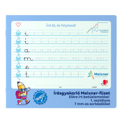 Füzet iskolai, 32lap, írás gyakorló előírt 1.osztályos fekvő Süni Meixner Tűzött füzet Ico