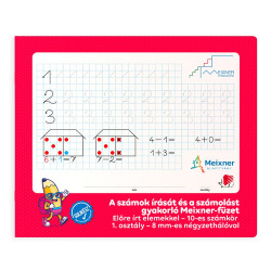 Füzet iskolai, 32lap, szám gyakorló előírt 1.osztályos fekvő Süni Meixner Tűzött füzet Ico