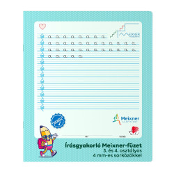 Füzet iskolai, 32lap, írás gyakorló 3. és 4.osztályos álló Süni Meixner Tűzött füzet Ico