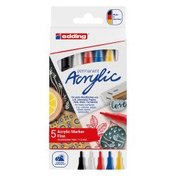Akril marker 1-2mm, kerek Edding 5300/5, 5 klf.szín Permanent marker EDDING