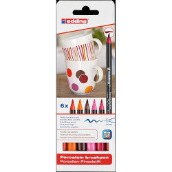 Ecsetirón porcelán marker 1-4mm, kerek Edding 4600/6, 6 warm klf.szín Permanent marker EDDING
