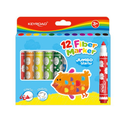 Rostirón, filctoll készlet erős, vastag hegyű 12 db/bliszter Keyroad Jumbo Starter vegyes színek Filctoll Keyroad