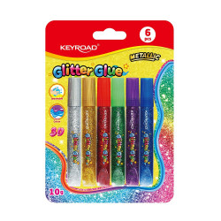 Ragasztó folyékony dekorációs , glitteres, Keyroad, 6 x 10 g Ragasztó folyékony Keyroad