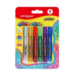 Ragasztó folyékony dekorációs , glitteres, Keyroad, 6 x 10 g Ragasztó folyékony Keyroad