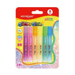 Ragasztó folyékony dekorácós , neon, Keyroad, 6 x 10 g Ragasztó folyékony Keyroad