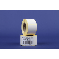 Etikett címke thermo, 26x43mm, tekercses, 1000 címke/tekercs fehér Etikett - címke Egyéb