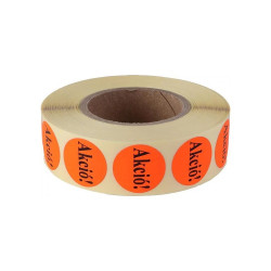 Etikett címke, 20mm, körcímke tekercses, akció felírattal 1000 címke/tekercs piros Etikett - címke Egyéb