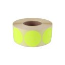 Etikett címke, 20mm, körcímke tekercses, 1000 címke/tekercs fluo sárga