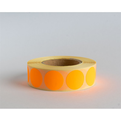 Etikett címke, 20mm, körcímke tekercses, 1000 címke/tekercs fluo narancs
