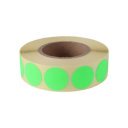 Etikett címke, 20mm, körcímke tekercses, 1000 címke/tekercs fluo zöld