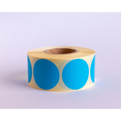 Etikett címke, 38mm, körcímke tekercses, 1000 címke/tekercs ciánkék