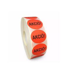 Etikett címke, 38mm, körcímke tekercses, 1000 címke/tekercs fluo piros