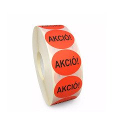 Etikett címke, 38mm, körcímke tekercses, akció felírattal 1000 címke/tekercs piros Etikett - címke Egyéb
