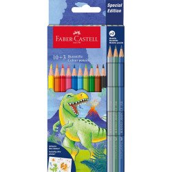 Színes ceruza készlet hatszögletű DINOSZAURUSZ + matrica Faber-Castell 10+3klf. szín Színesceruza Faber - Castell