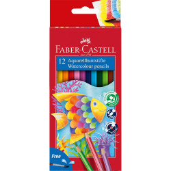 Színes ceruza készlet hatszögletű akvarell + ecset Faber-Castell 12klf. szín Színesceruza Faber - Castell