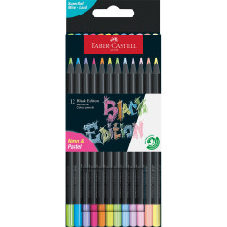 Színes ceruza készlet háromszögletű BLACK EDITION Faber-Castell neon+pasztell fekete test 12klf. szín Színesceruza Faber - Castell