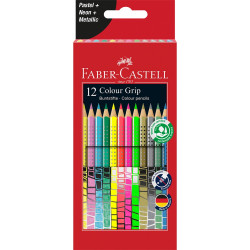 Színes ceruza készlet háromszögletű GRIP Faber-Castell pasztell, neon, metál színek 12klf. szín Színesceruza Faber - Castell