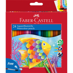 Színes ceruza készlet hatszögletű akvarell + ecset Faber-Castell 24klf. szín Színesceruza Faber - Castell