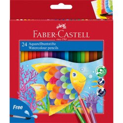 Színes ceruza készlet hatszögletű akvarell + ecset Faber-Castell 24klf. szín Színesceruza Faber - Castell