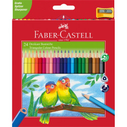 Színes ceruza készlet háromszögletű + hegyező Junior papagáj Faber-Castell 24klf. szín Színesceruza Faber - Castell