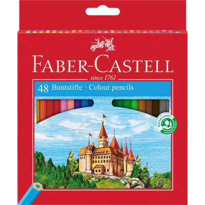 Színes ceruza készlet hatszögletű kastélyos  Faber-Castell 48klf. szín