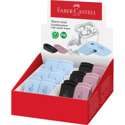 Radír műanyag tartóban mini színátmenetes SLEEVE Faber-Castell égkék,fekete,rózsaszín Radír Faber - Castell